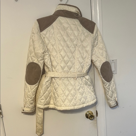 Vince Camuto White Quilted Jacket with Brown Accents - Picture 6 of 6